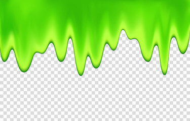 Green slime drip isolated on transparent background.