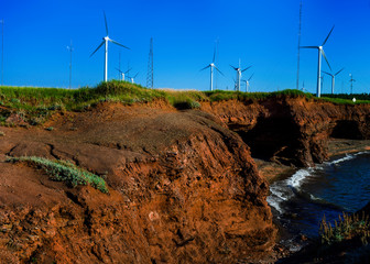 The wind turbines at North Cape,  Prince Edward Island, Canada.