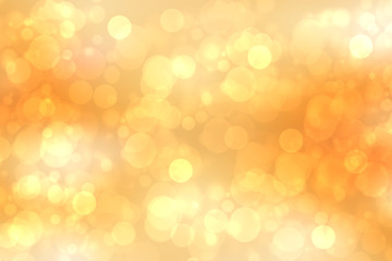 A festive abstract golden yellow gradient background texture with glitter defocused sparkle bokeh circles. Card concept for Happy New Year, party invitation, valentine or other holidays.