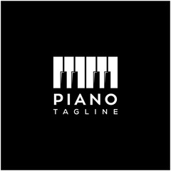 piano icon vector logo design