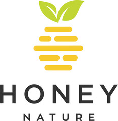 natural bee hive vector icon logo design