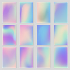 Fototapeta premium Holographic paper magic foil marble cover set. 