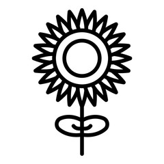 Sunflower with a stem icon. Outline sunflower with a stem vector icon for web design isolated on white background
