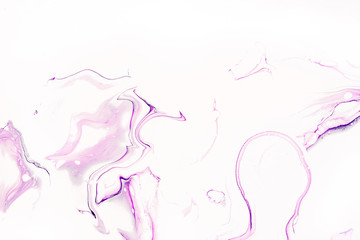 Acrylic abstract paint violet waves. Marbled, beautiful granite texture.