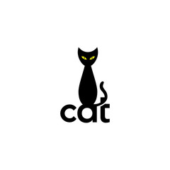 black cate character vector logo design