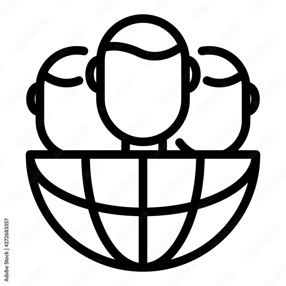 Poster admins and globe icon. outline admins and globe vector icon for web design isolated on white backgro