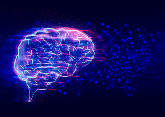 ai brain technology robotic system, atom cell plexus and science, abstract futuristic cyber network...
