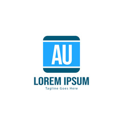 Fototapeta premium AU Letter Logo Design. Creative Modern AU Letters Icon Illustration