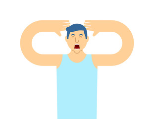 Man yawn isolated. Guy is yawning.Vector illustration