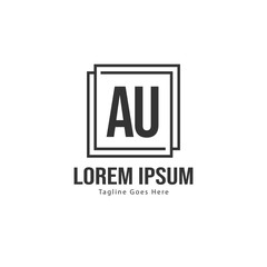 Obraz premium AU Letter Logo Design. Creative Modern AU Letters Icon Illustration