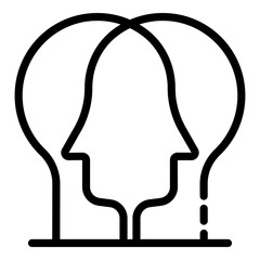 Two heads icon. Outline two heads vector icon for web design isolated on white background