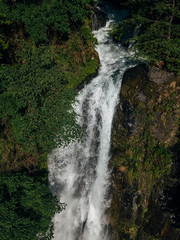 Beautiful and powerful waterfall Jirhwa in Abkhazia, aerial view