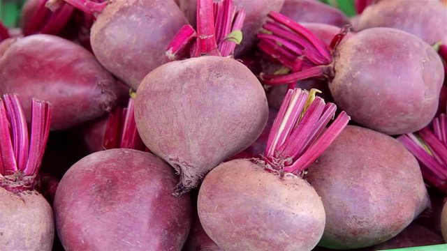 fresh red beets with leaves