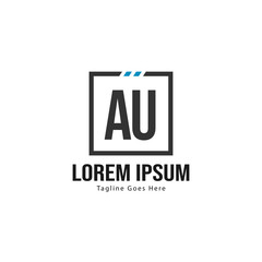 Obraz premium AU Letter Logo Design. Creative Modern AU Letters Icon Illustration