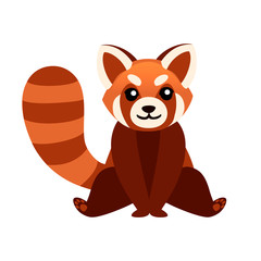 Cute adorable red panda sit on floor cartoon design animal character flat vector style illustration on white background © Alfmaler