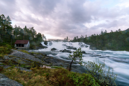 Likholefossen waterfall landscape of Norway