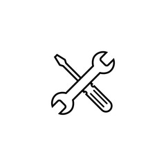 Repair icon. Wrench and screwdriver icon. Settings icon isolated