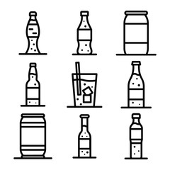 Soda icons set. Outline set of soda vector icons for web design isolated on white background