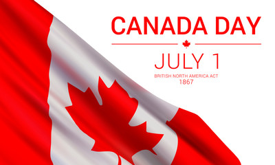 Canada Day, July 1, vector banner design template with flag of Canada and text on white background.