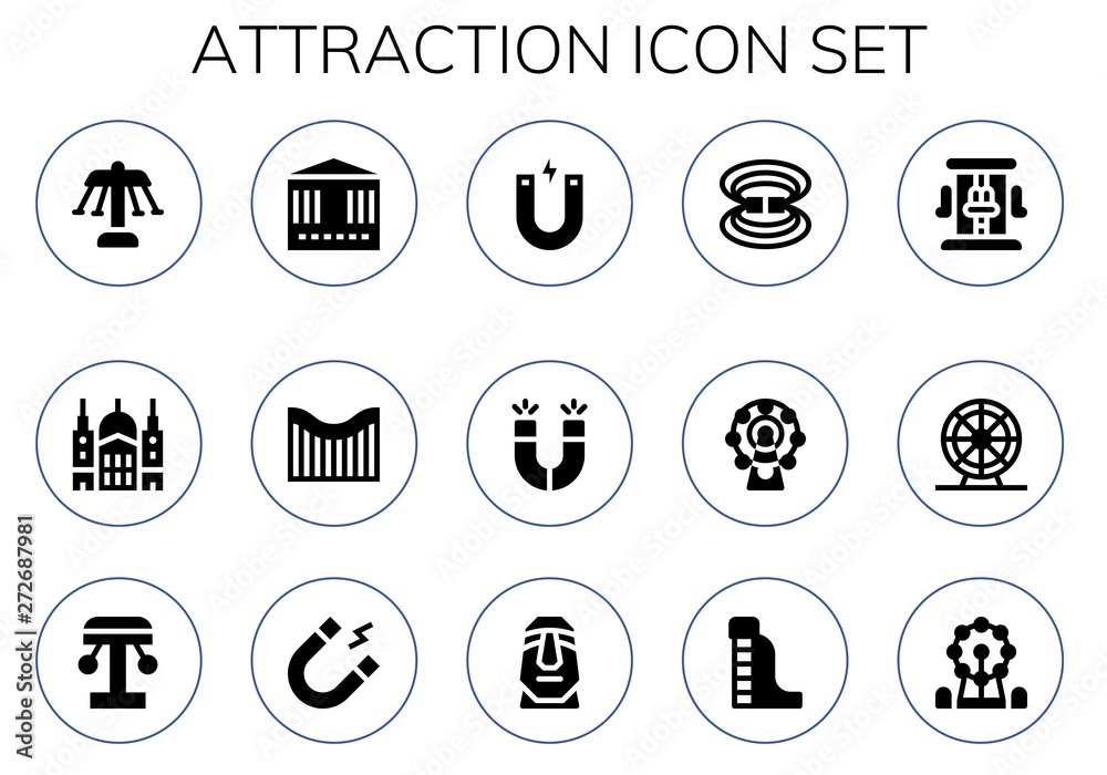 Poster attraction icon set