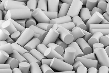 Obraz premium Abstract background of randomly arranged matte cylinders of white. 3d rendering