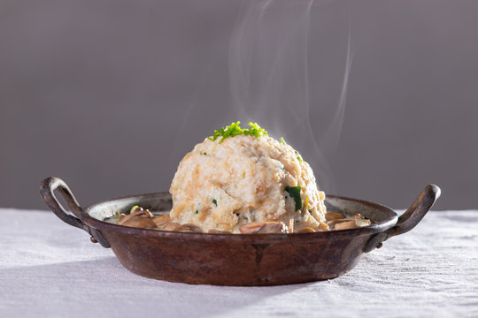 bavarian dumpling in mushroom sauce
