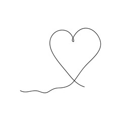 Heart drawing in continuous line
