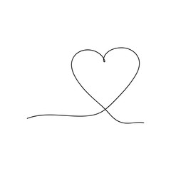 Fototapeta premium Heart drawing in continuous line