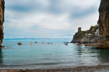 Travel in Italy. Amalfi coast with the sea