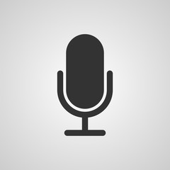 Microphone shape icon. Flat design. Signs and symbols can be used for web, logo, mobile application. Vector illustration.