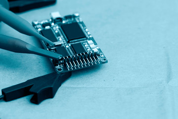 abstract background of engineering electronic circuit bord, closed up, engineering and technical...