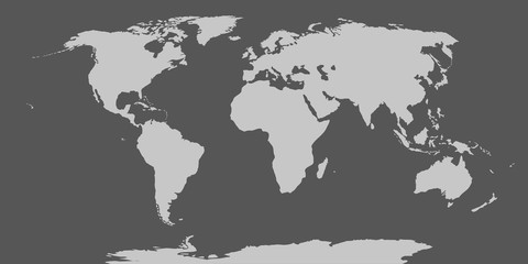 Vector map of the world. Oceans and continents on a flat projection.