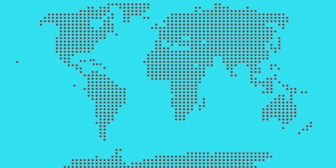 Vector map of the world. Oceans and continents on a flat projection.