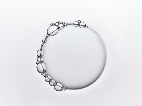 Clear bubble circle outlined with smaller bubbles