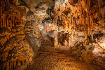 Cave stalactites, stalagmites, and other formations at Luray Caverns. VA. USA.