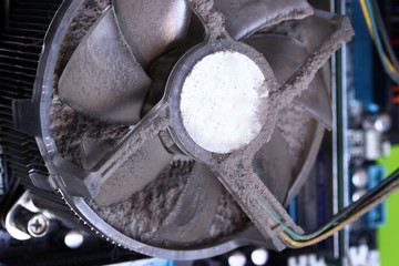 Old computer system unit with dust inside