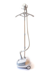 Vertical steam for clothes, isolated white background