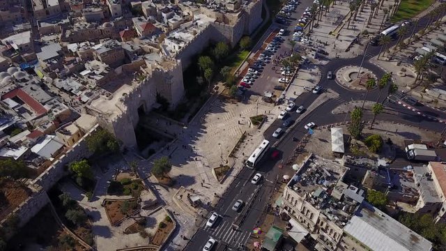 Aerial of Damascus Gate. Old City Jerusalem. DJI-0037-04