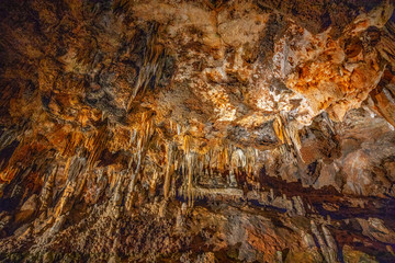 Cave stalactites, stalagmites, and other formations at Luray Caverns. VA. USA.