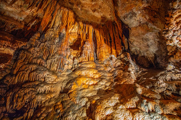 Cave stalactites, stalagmites, and other formations at Luray Caverns. VA. USA.