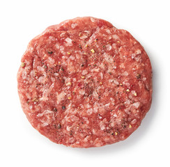 Raw fresh beef burger meat isolated on white background