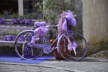 Fahrrad, Rad, Violett, lackiert, Rad, Reifen, defekt, Kette, Dynamo, Speichen, Vollgummi,...