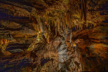 Cave stalactites, stalagmites, and other formations at Luray Caverns. VA. USA.