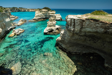 The coast of sant'andrea near otranto, salento, the eastern part of apulia, italy