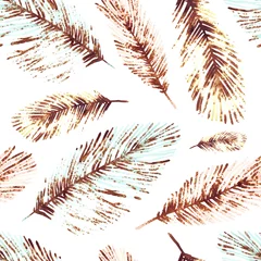 Tapeten Nahtloses Muster mit Meerespflanzen, Blättern und Algen. Handgezeichnete Meeresflora im Aquarellstil. © Tatiana 