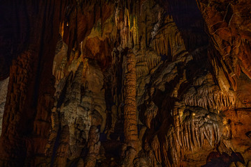 Cave stalactites, stalagmites, and other formations at Luray Caverns. VA. USA.