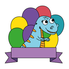 cute tyrannosaurus rex with balloons helium frame