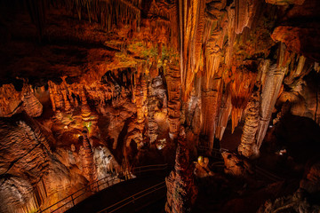 Cave stalactites, stalagmites, and other formations at Luray Caverns. VA. USA.