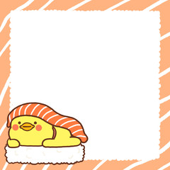 Memo pad salmon sushi with yellow duck