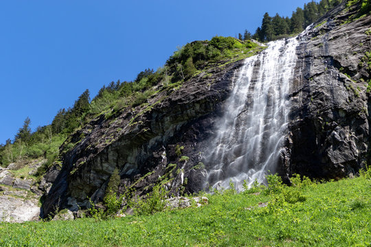 Waterfall of the Stilluptal valley, Zillertal Alps Nature Park, Austria, Tyrol